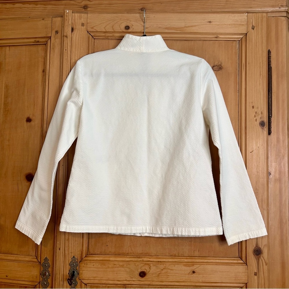 Eileen Fisher Cream Textured Cotton Blend Jacket Size S - Picture 2 of 9
